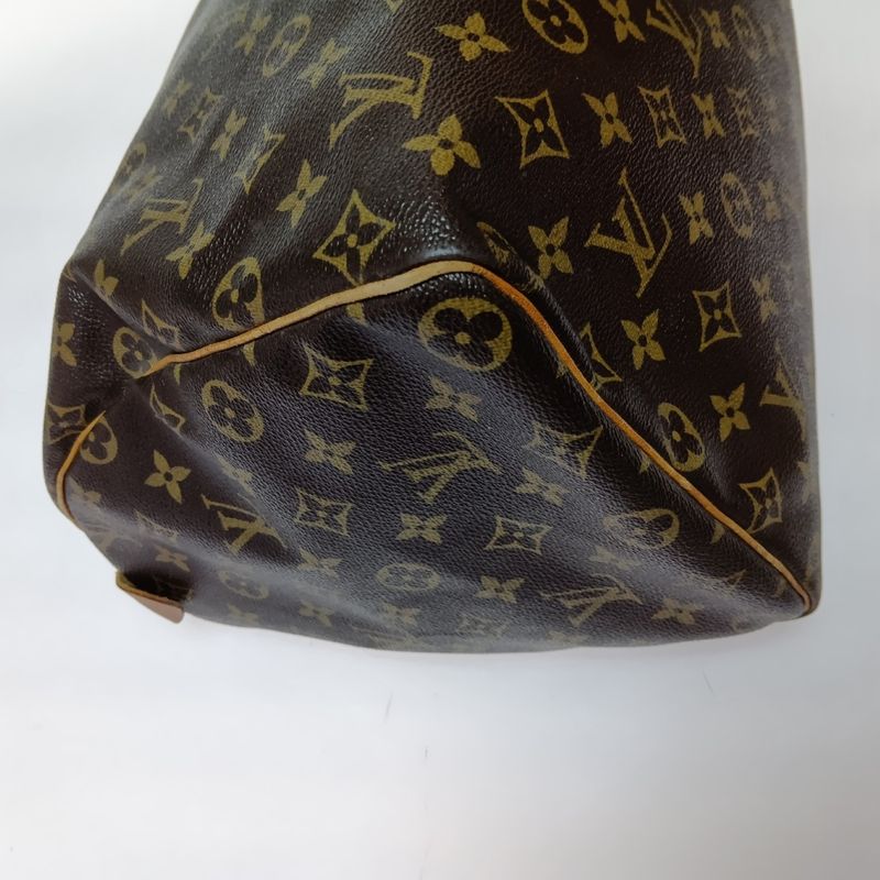 Louis Vuitton Monogram Speedy 40 Boston Bag Brown Zipper Torn on Handle