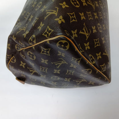 Louis Vuitton Monogram Speedy 40 Boston Bag Brown Zipper Torn on Handle