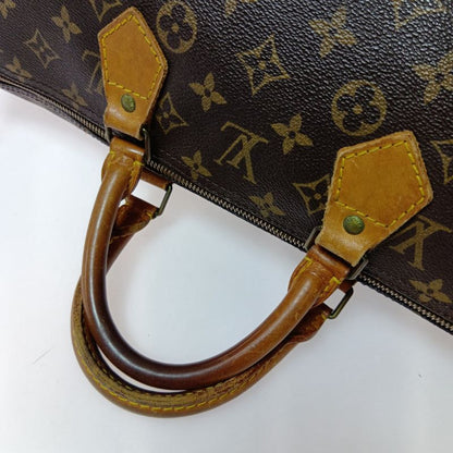 Louis Vuitton Monogram Speedy 40 Boston Bag Brown Zipper Torn on Handle