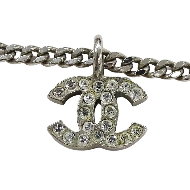 Chanel Necklace Metal Line Stone CC Logo