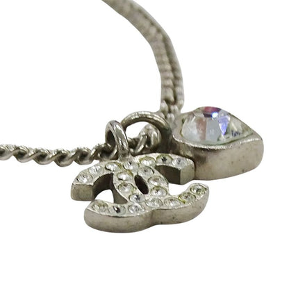 Chanel Necklace Metal Line Stone CC Logo