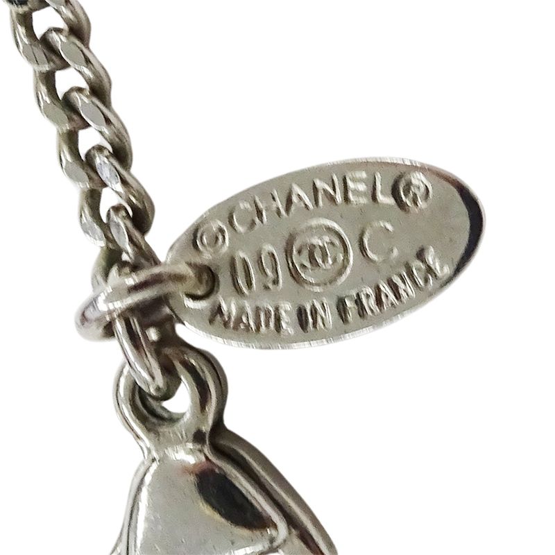Chanel Necklace Metal Line Stone CC Logo