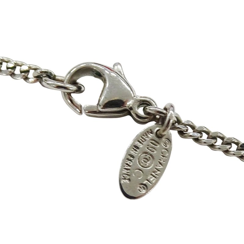Chanel Necklace Metal Line Stone CC Logo