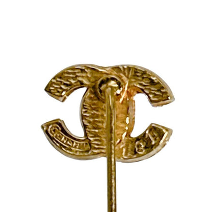 Chanel Line Stone Pin Brooch CC Logo Gold