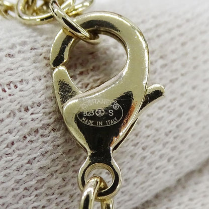 Chanel Choker Necklace Metal Line Stone Faux Pearl Ribbon CC Logo Gold White