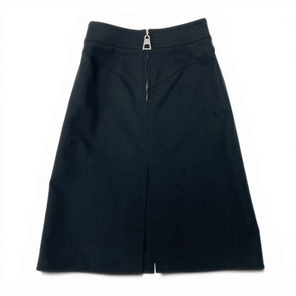 Louis Vuitton Silver Large Zip Short Skirt 34 Black