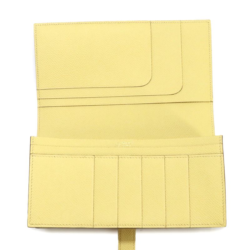 Hermes Bearn Souffle Bifold Billfold Wallet Personal Epsom Jaune Poussin