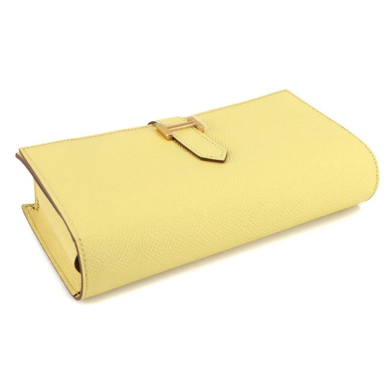 Hermes Bearn Souffle Bifold Billfold Wallet Personal Epsom Jaune Poussin