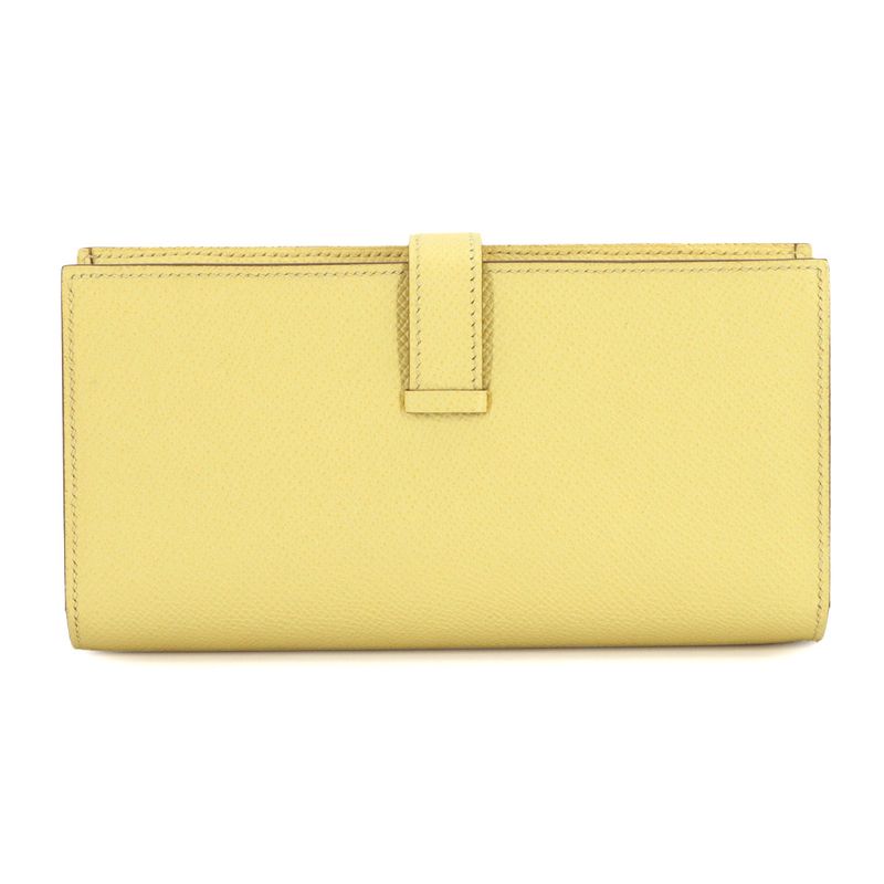 Hermes Bearn Souffle Bifold Billfold Wallet Personal Epsom Jaune Poussin