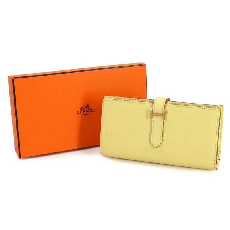 Hermes Bearn Souffle Bifold Billfold Wallet Personal Epsom Jaune Poussin