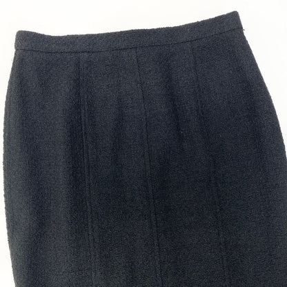 Chanel Tweed Skirt Knee Length Wool Blend 38 Black