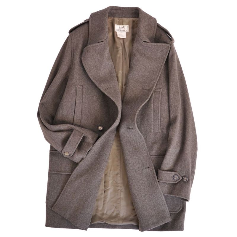 Hermes Vintage Coat Double Breasted Wool