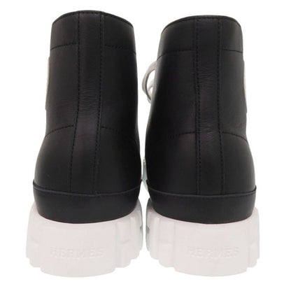 Hermes Climb High Cut Sneakers 36 Calf Leather Noir Black White Shoes