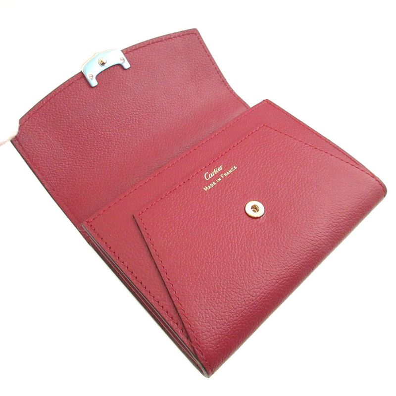 Cartier C de Cartier Leather Gold Purple Compact Wallet