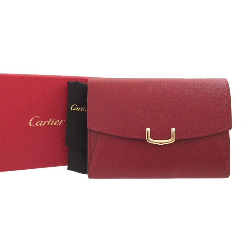 Cartier C de Cartier Leather Gold Purple Compact Wallet