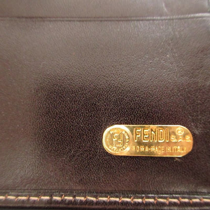 Fendi Zucca Pattern Canvas Leather Brown Hook Wallet