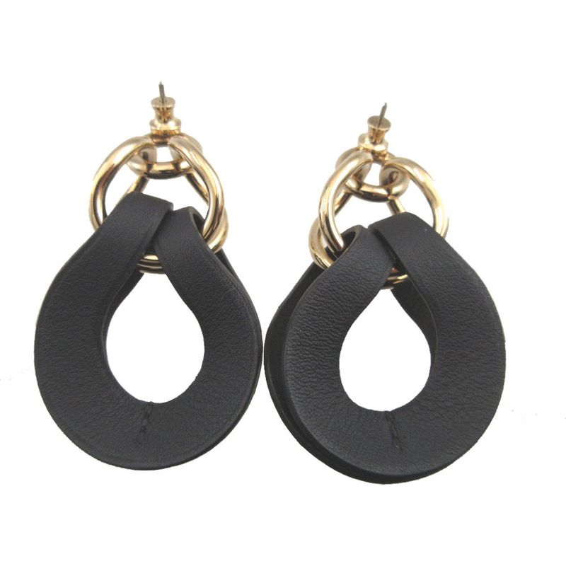Hermes Villevolt GM Leather Blue Indigo Earrings