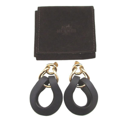 Hermes Villevolt GM Leather Blue Indigo Earrings
