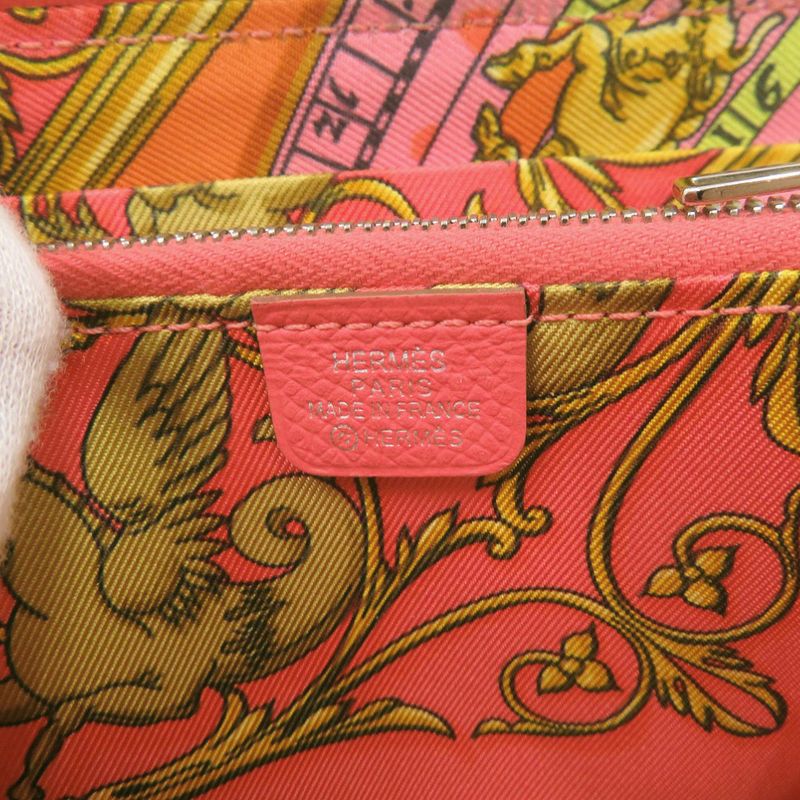 Hermes Azap Silk in Compact Veau Rose Gyople Coin Case Wallet