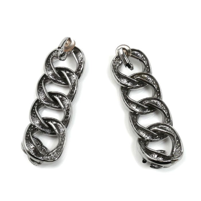 Chanel Metal CC Logo Long Earrings