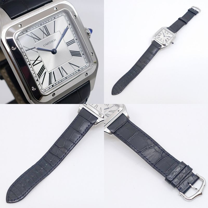 Cartier Santos Dumont XL Watch SS Manual Winding Leather Box Polished