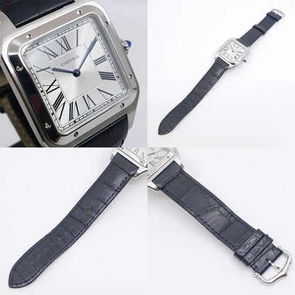 Cartier Santos Dumont XL Watch SS Manual Winding Leather Box Polished