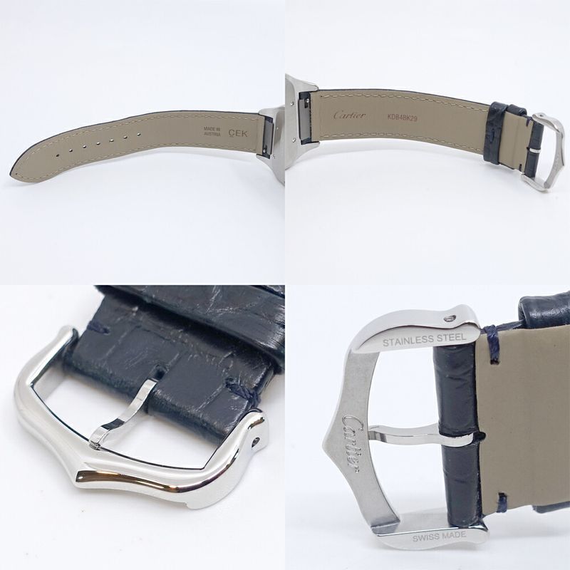 Cartier Santos Dumont XL Watch SS Manual Winding Leather Box Polished