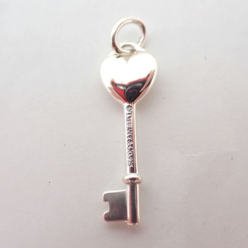 Tiffany & Co 925 Heart Key Diamond Pendant Top