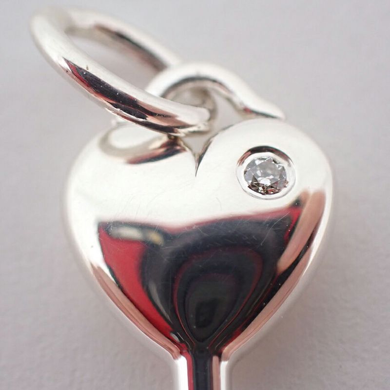 Tiffany & Co 925 Heart Key Diamond Pendant Top