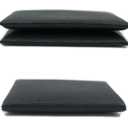 Hermes Calvi Coin Case Card Black Silver