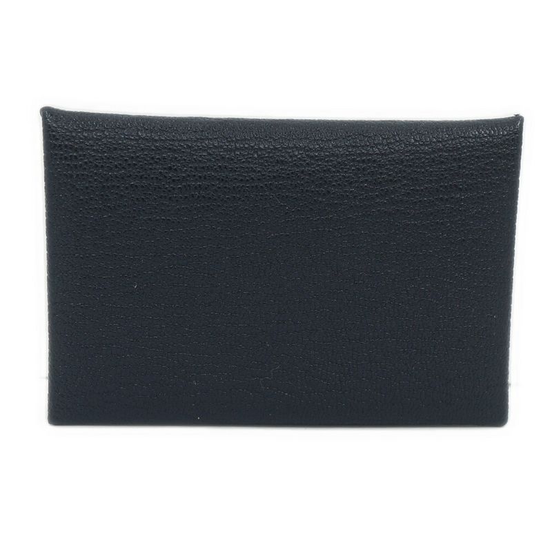 Hermes Calvi Coin Case Card Black Silver