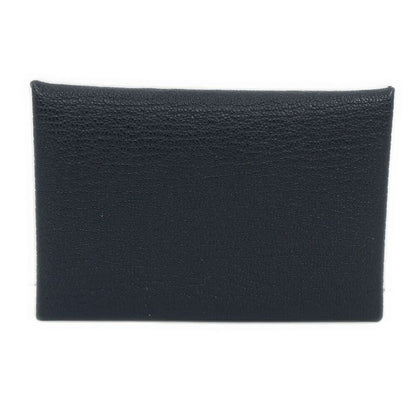 Hermes Calvi Coin Case Card Black Silver