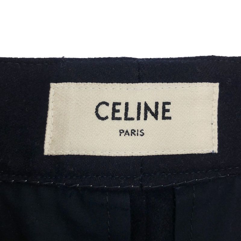 Celine Triomphe Cashmere Flannel Cargo Pants Navy 36
