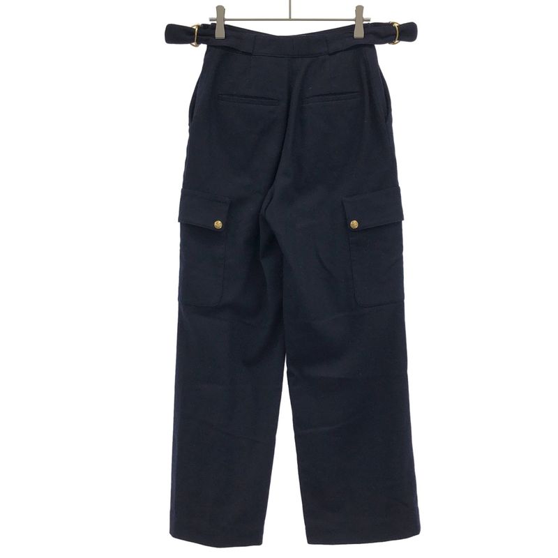 Celine Triomphe Cashmere Flannel Cargo Pants Navy 36