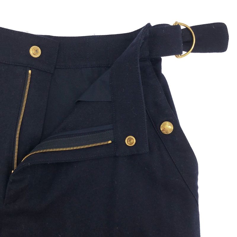 Celine Triomphe Cashmere Flannel Cargo Pants Navy 36