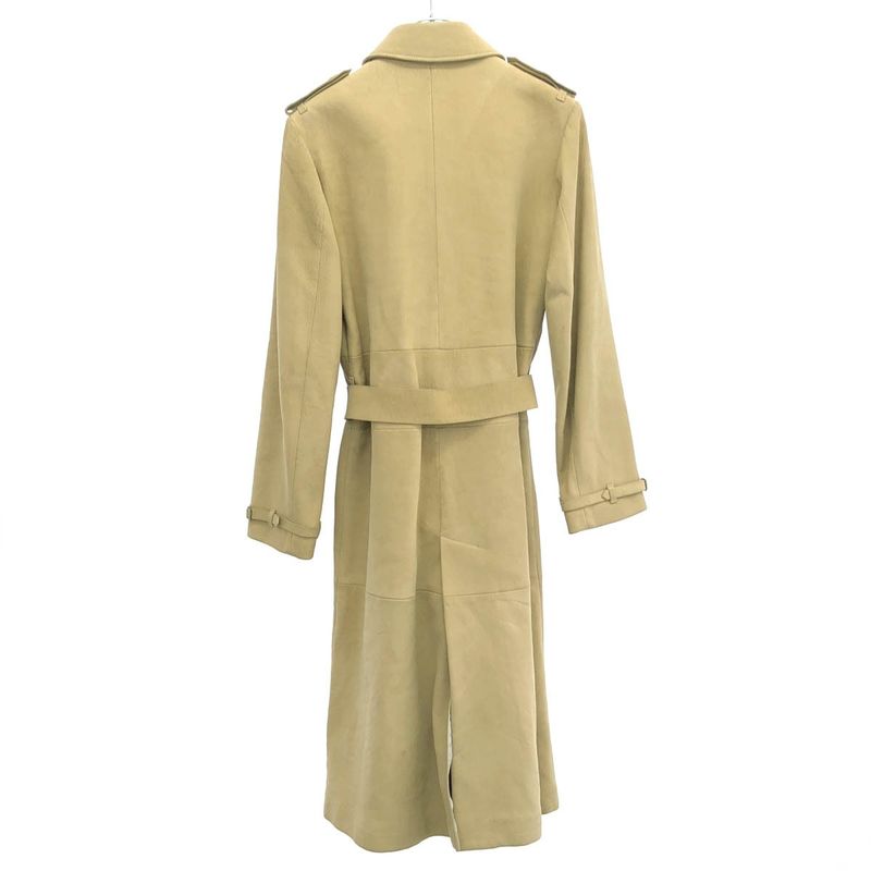 Bottega Veneta Leather Trench Coat Beige 38