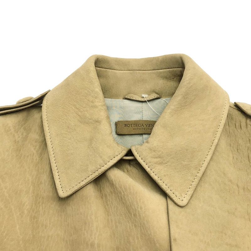Bottega Veneta Leather Trench Coat Beige 38