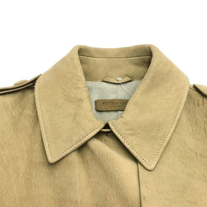 Bottega Veneta Leather Trench Coat Beige 38