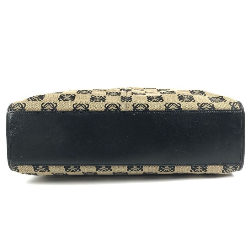 Loewe Business Bag Anagram Logo Leather Canvas Black
