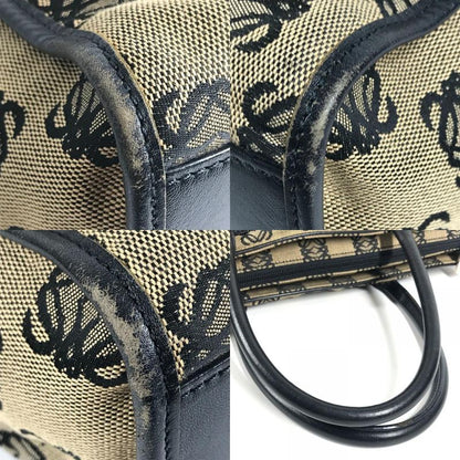 Loewe Business Bag Anagram Logo Leather Canvas Black