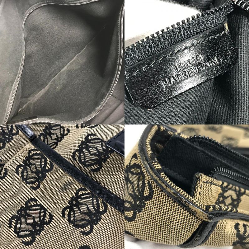 Loewe Business Bag Anagram Logo Leather Canvas Black