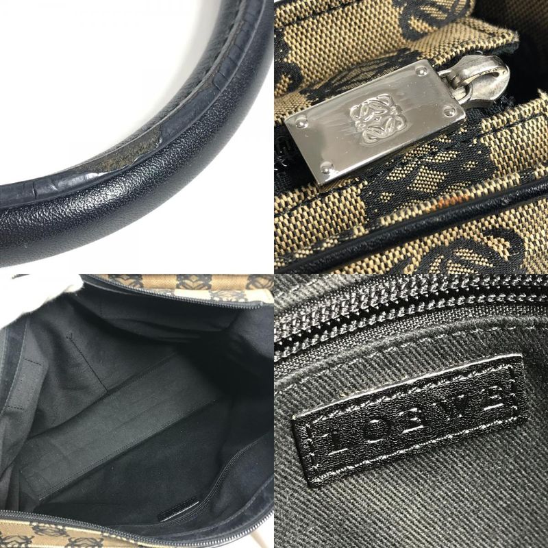 Loewe Business Bag Anagram Logo Leather Canvas Black