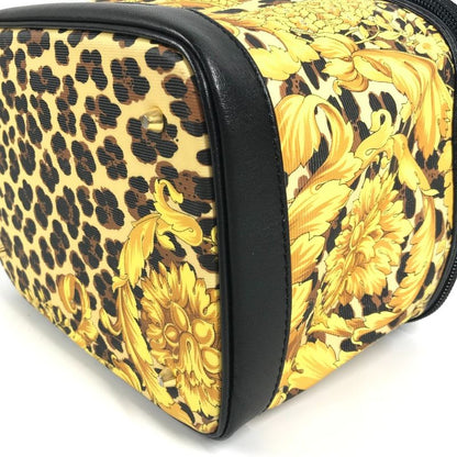 Versace Handbag Leopard Print Leather Yellow