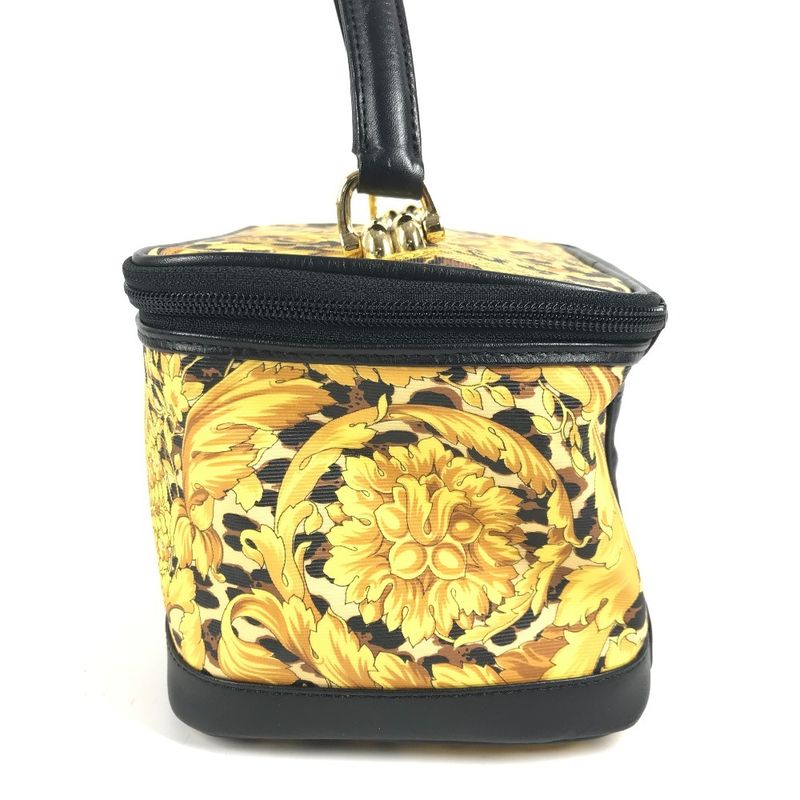 Versace Handbag Leopard Print Leather Yellow