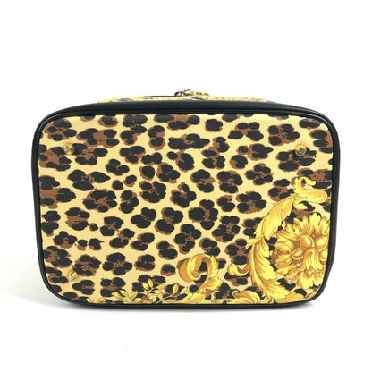Versace Handbag Leopard Print Leather Yellow
