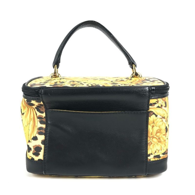 Versace Handbag Leopard Print Leather Yellow