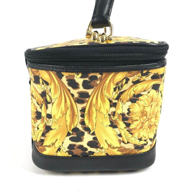 Versace Handbag Leopard Print Leather Yellow
