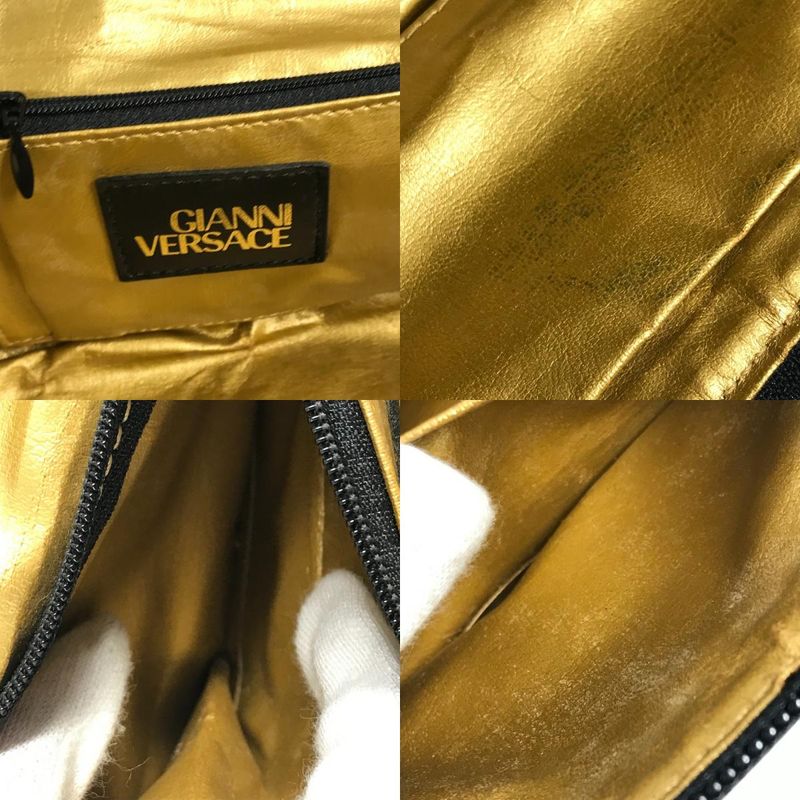 Versace Handbag Leopard Print Leather Yellow