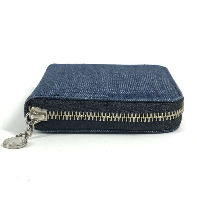 Bvlgari Bifold Wallet Logo Mania All Over Pattern Denim Leather Blue