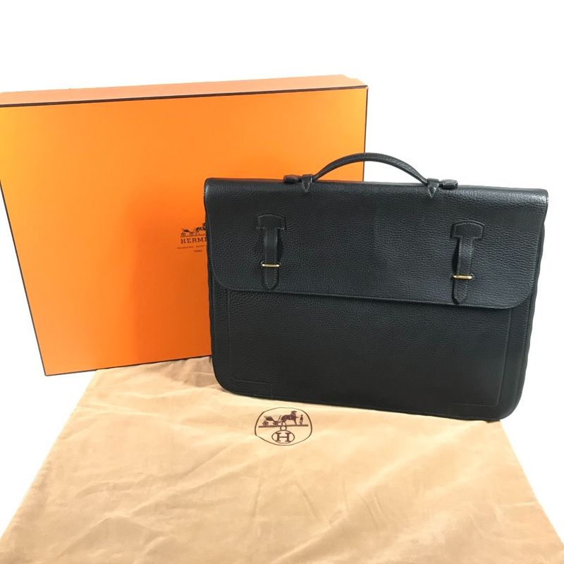 Hermes Business Bag Cerviette Leather Black